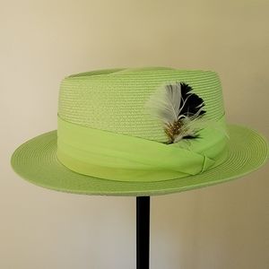 Worn once beautiful unique lime green hat
